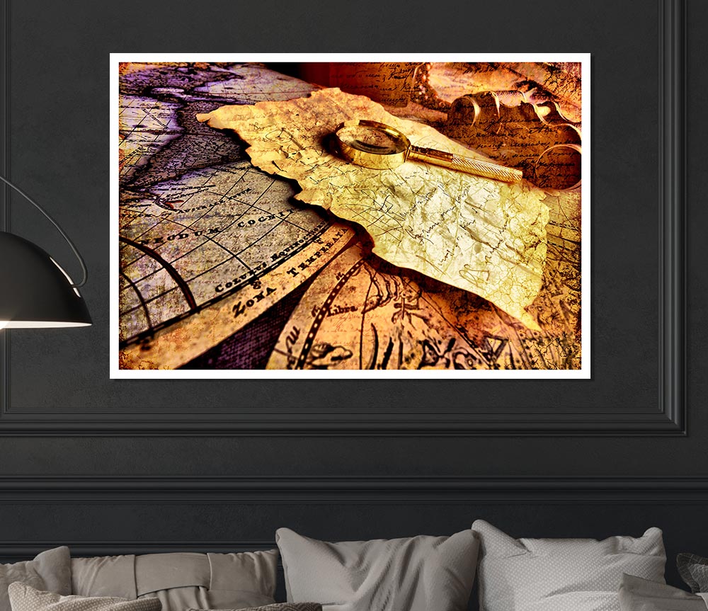 Threw The Looking Glass Map Print Poster Wall Art