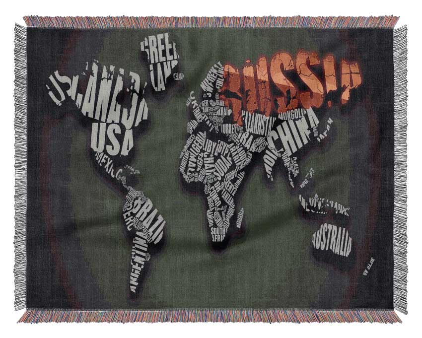 Russia World Maps Woven Blanket