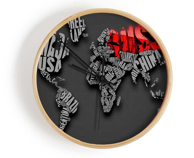 Russia World Maps Clock - Wallart-Direct UK