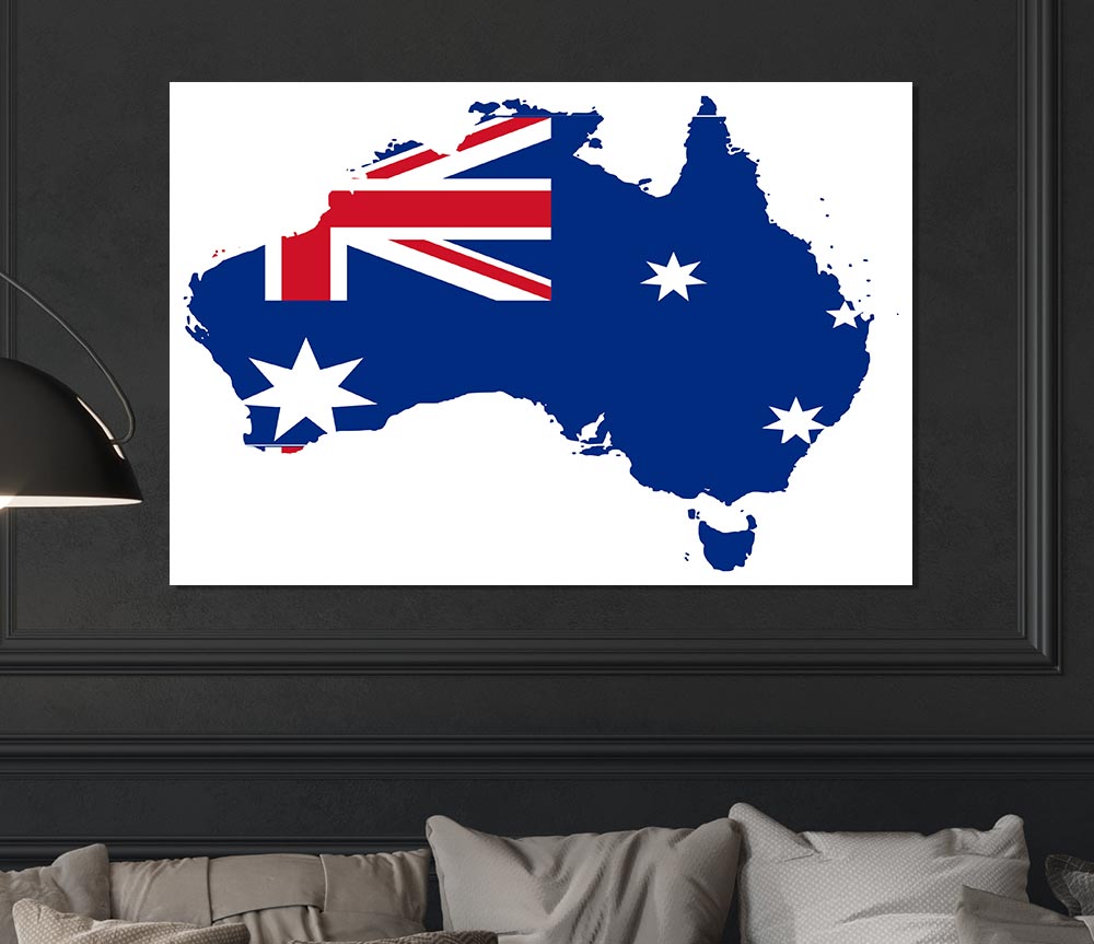 Australia Flag Map Print Poster Wall Art