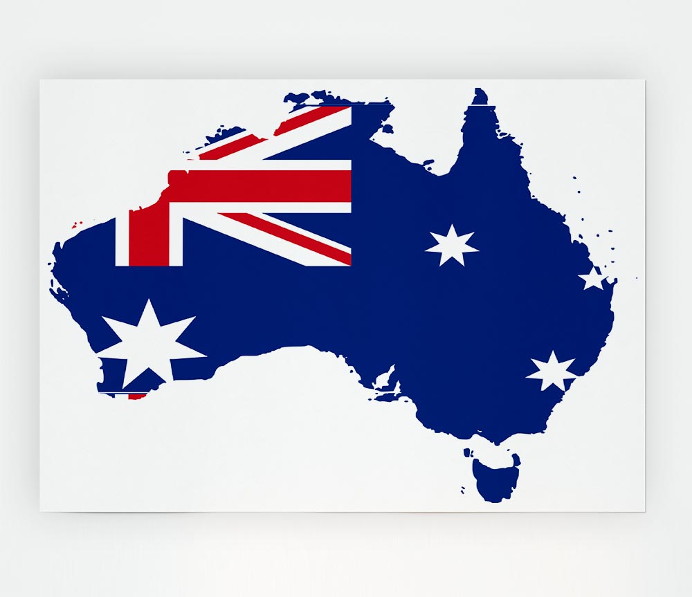 Australia Flag Map Print Poster Wall Art