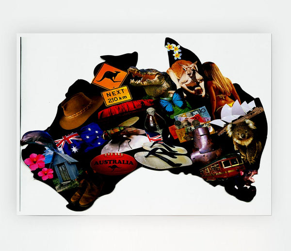 Australia Map Of Images Print Poster Wall Art