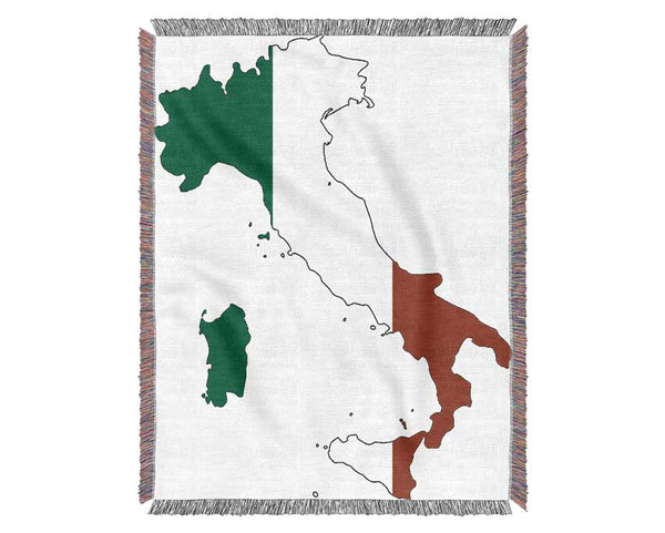 Italy Flag Map Woven Blanket