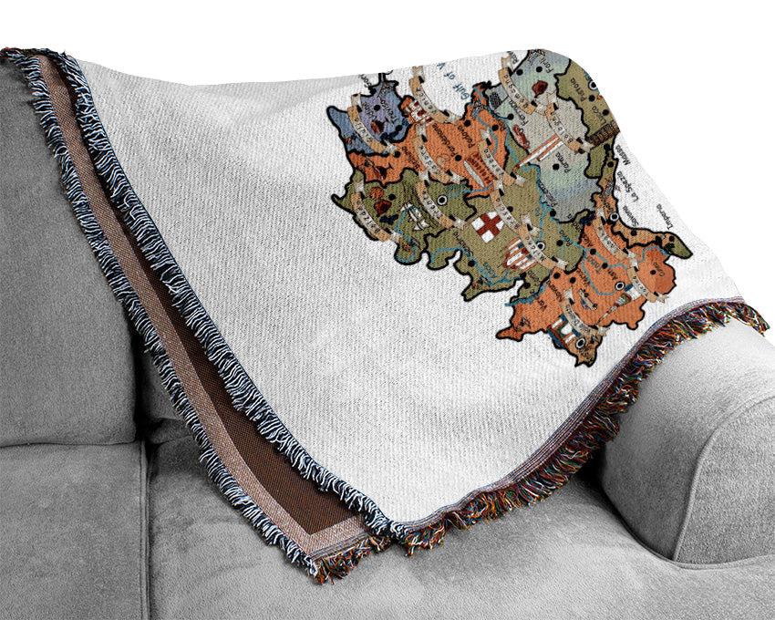 Travel Map Of Italy Woven Blanket