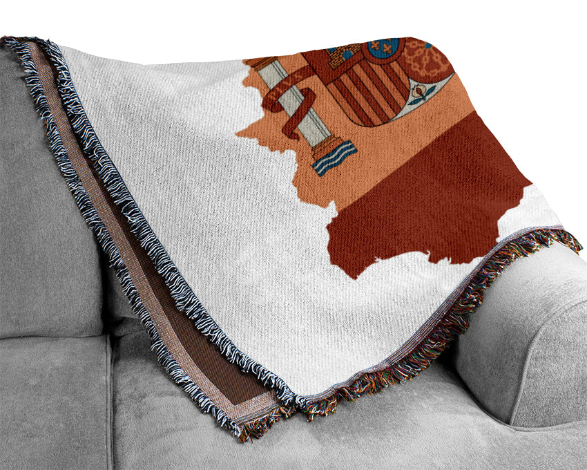 Spainish Flag Map Woven Blanket