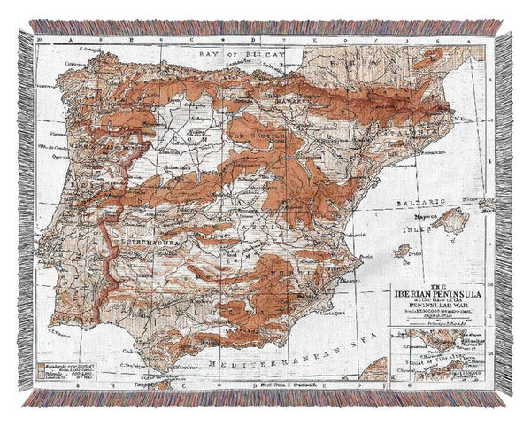 Map Of Spain Woven Blanket