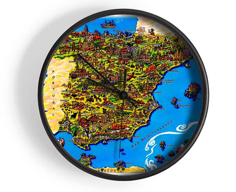Spanish Map Clock - Wallart-Direct UK