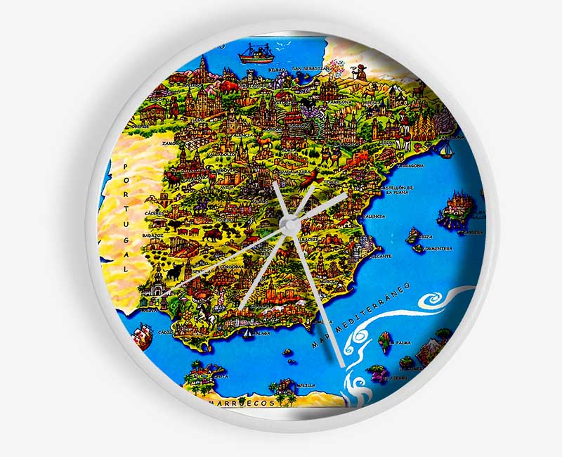 Spanish Map Clock - Wallart-Direct UK