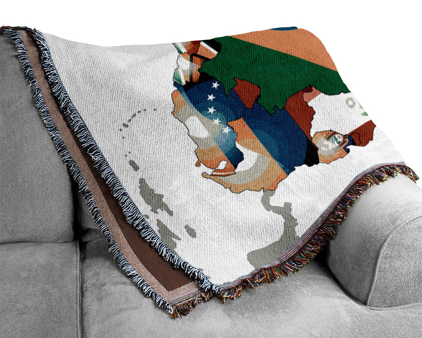 South America Flag Map Woven Blanket
