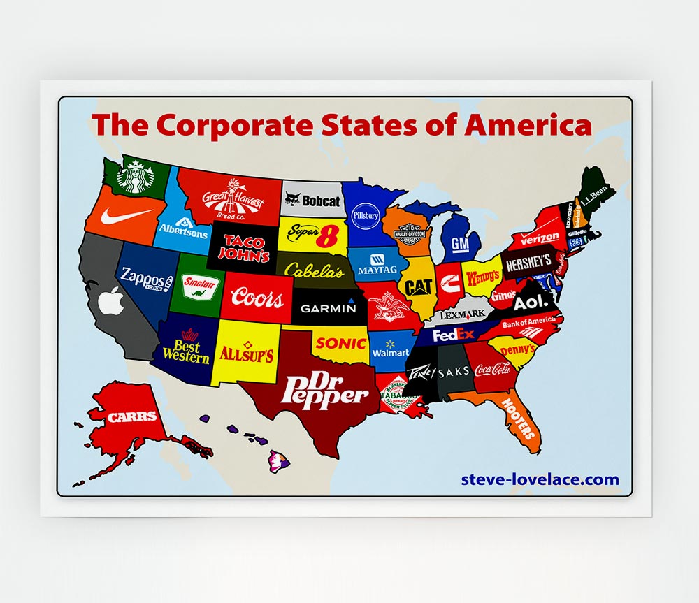 United Corporations Of America Map Print Poster Wall Art