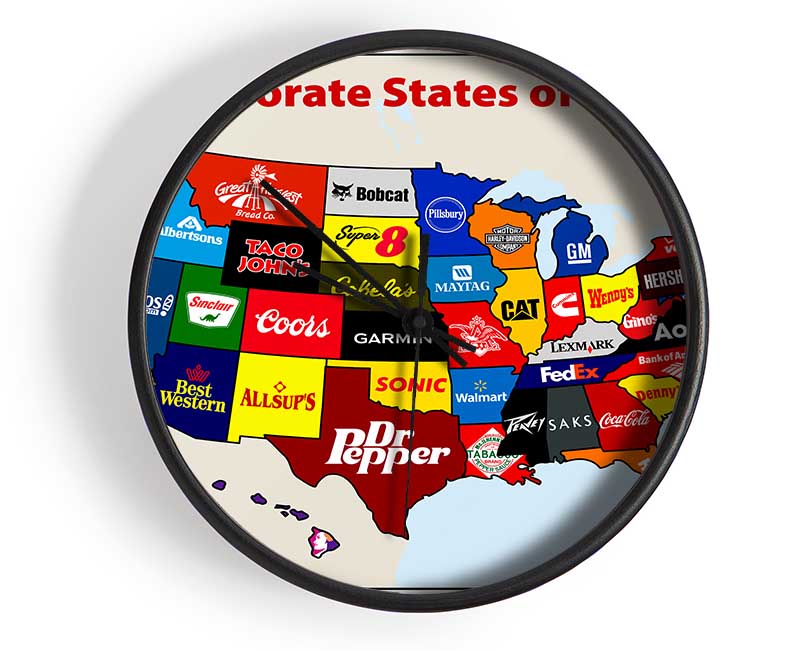 United Corporations Of America Map Clock - Wallart-Direct UK
