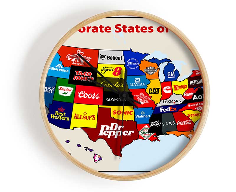 United Corporations Of America Map Clock - Wallart-Direct UK