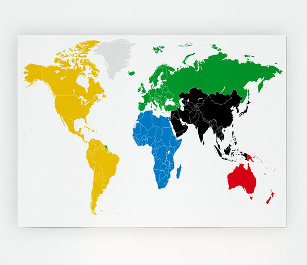 Colours Of The World Map Print Poster Wall Art