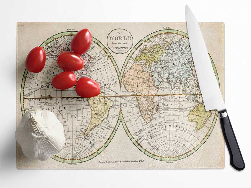 Map Of The World Pre American Map Glass Chopping Board