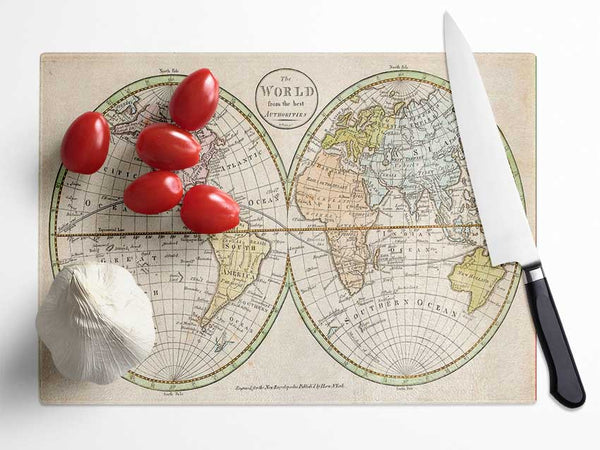 Map Of The World Pre American Map Glass Chopping Board