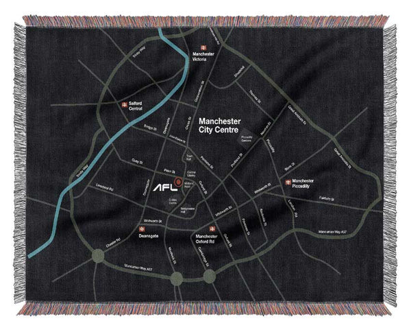 Manchester City Map Woven Blanket