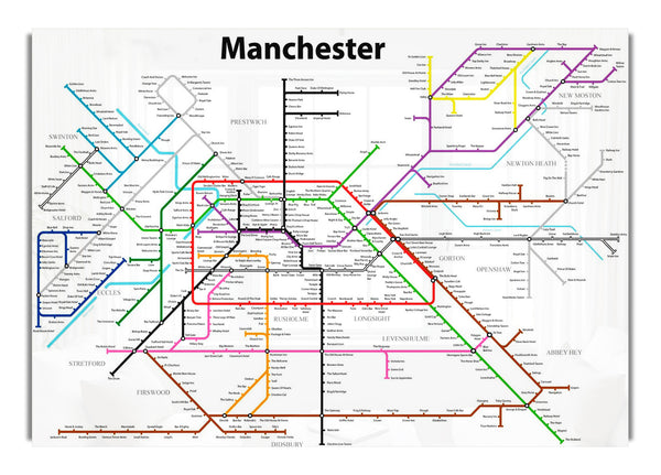 U-Bahn-Karte für Manchester Pubs