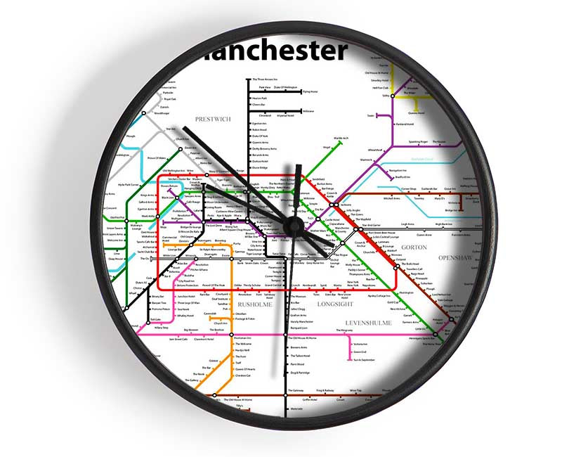 Manchester Pub Tube Map Clock - Wallart-Direct UK