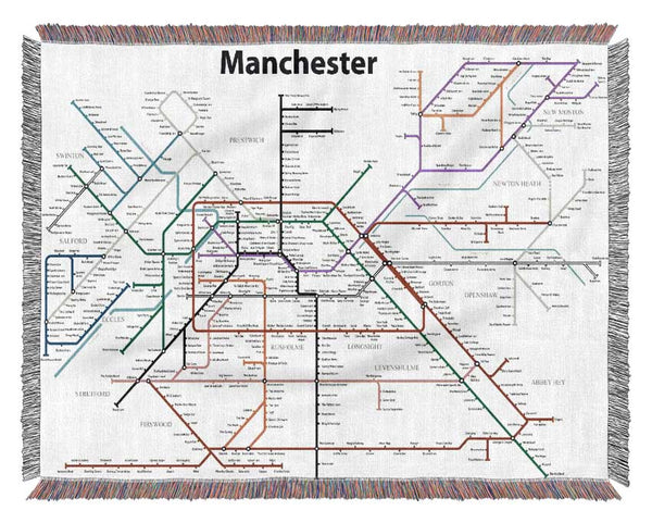 Manchester Pub Tube Map Woven Blanket