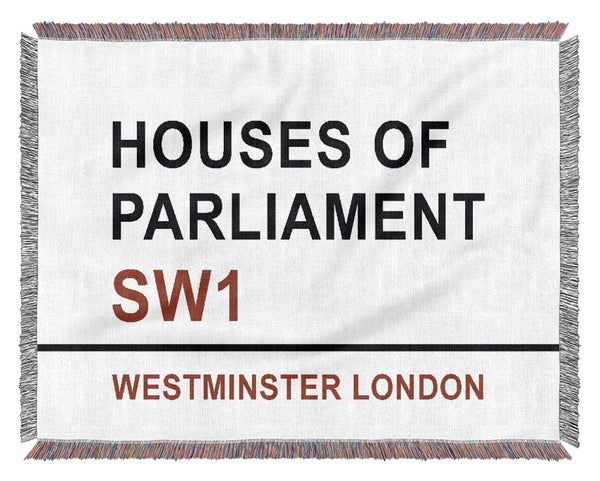 Houses Of Parliament Signs Woven Blanket