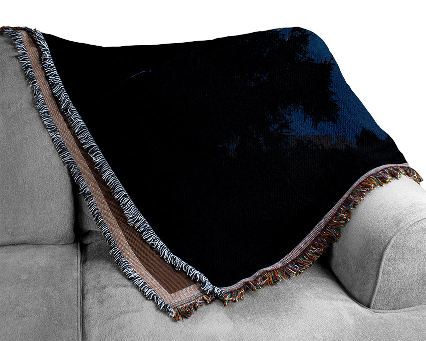 Night Lightning Blue Woven Blanket