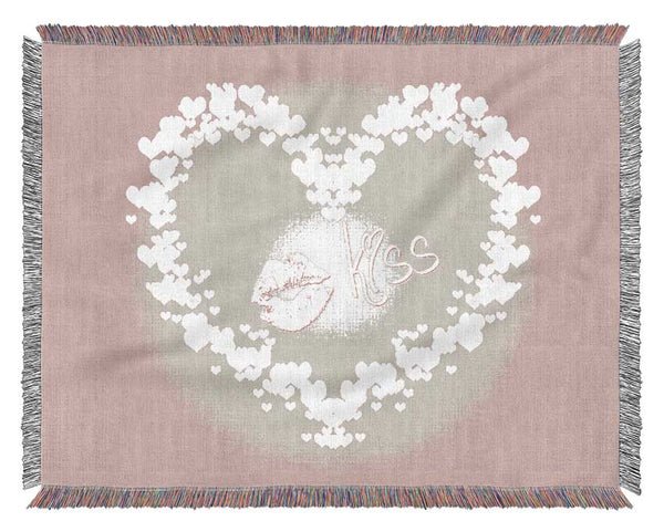 Valentines Day Kiss Woven Blanket