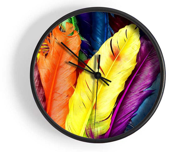 Feathers In Colours Clock - Wallart-Direct UK