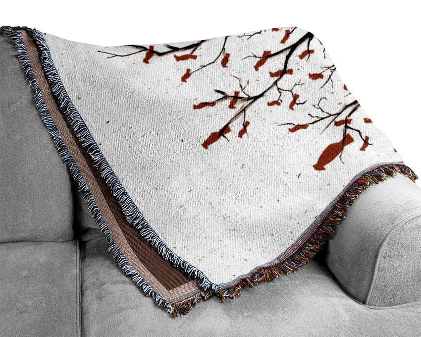 Red Birds Woven Blanket