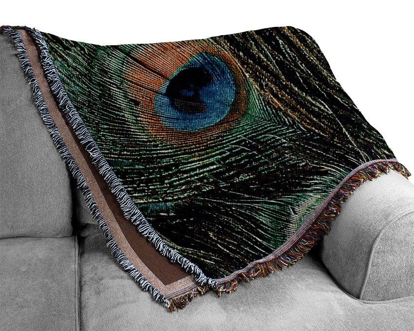 Peacock Feathers Woven Blanket