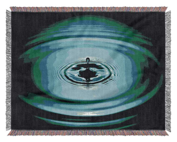 Green Water Droplet Woven Blanket
