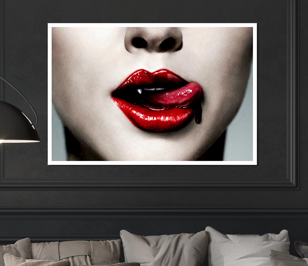 Vampire Lips Print Poster Wall Art