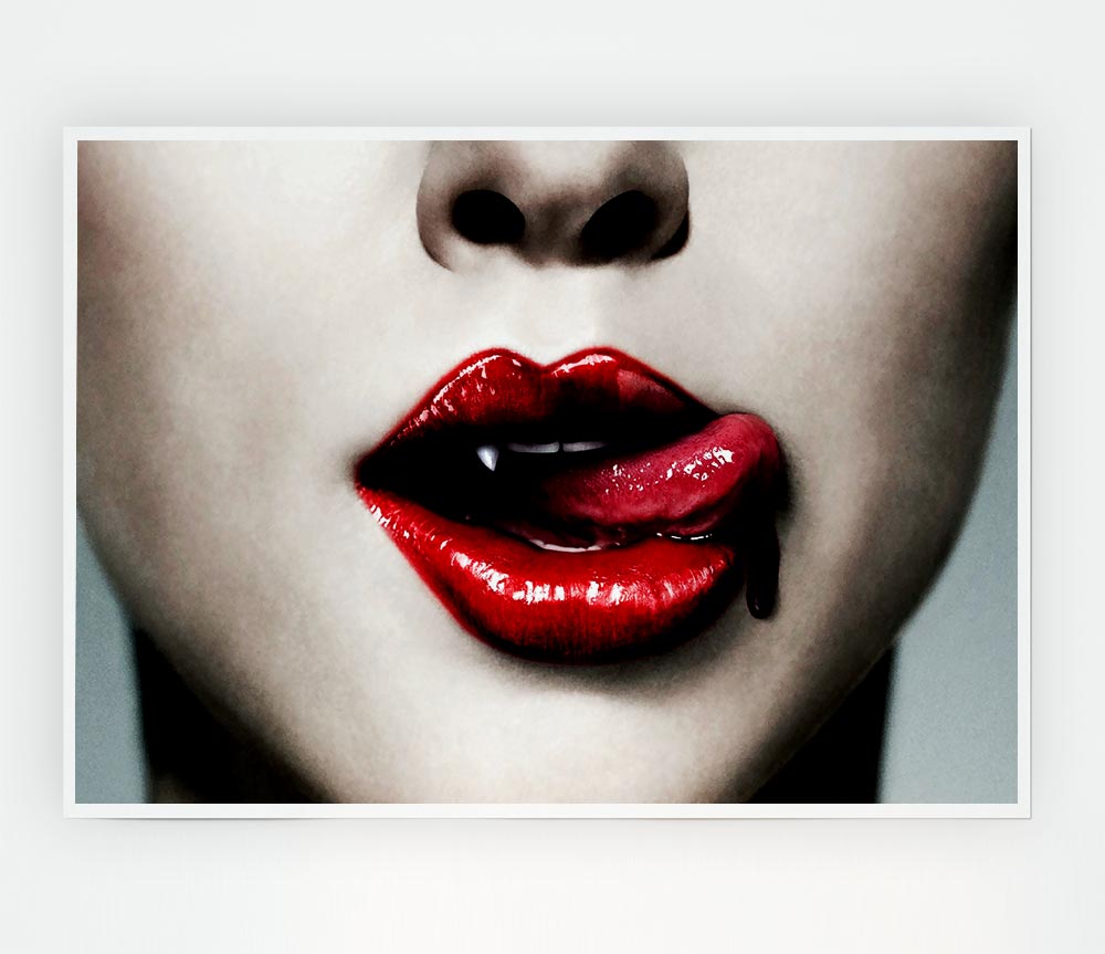 Vampire Lips Print Poster Wall Art