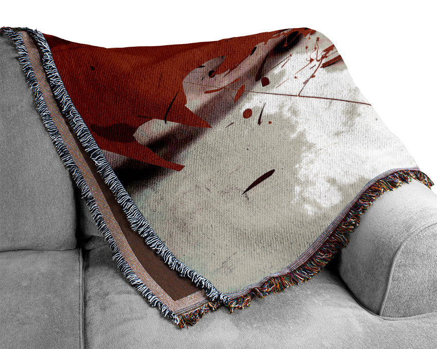 Red Headphone Blast Woven Blanket
