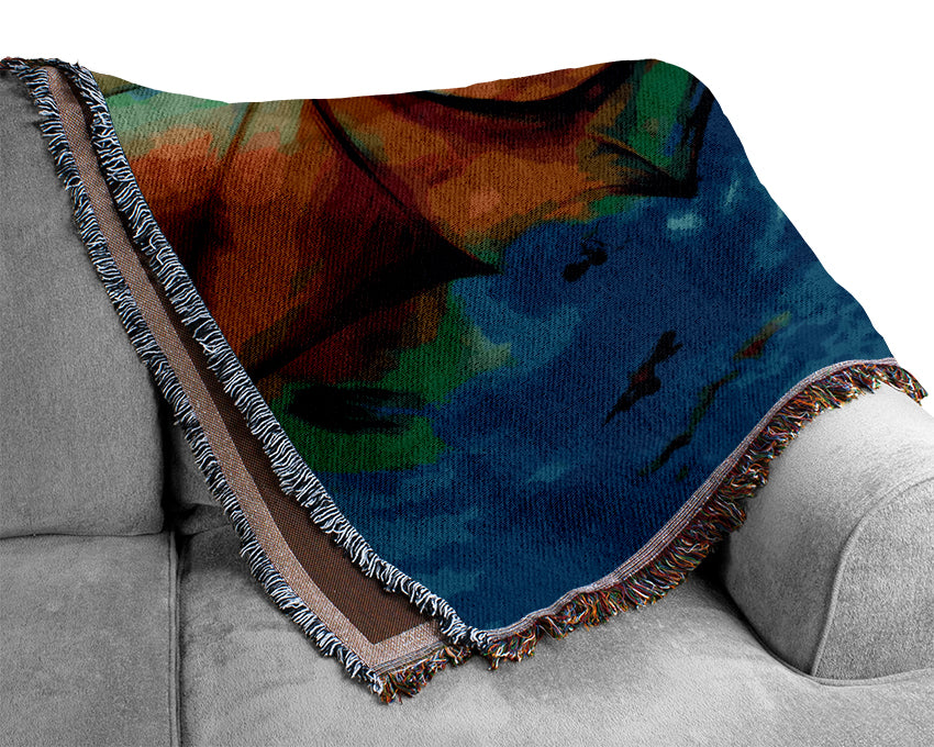 Fairy Dragon Clouds Woven Blanket