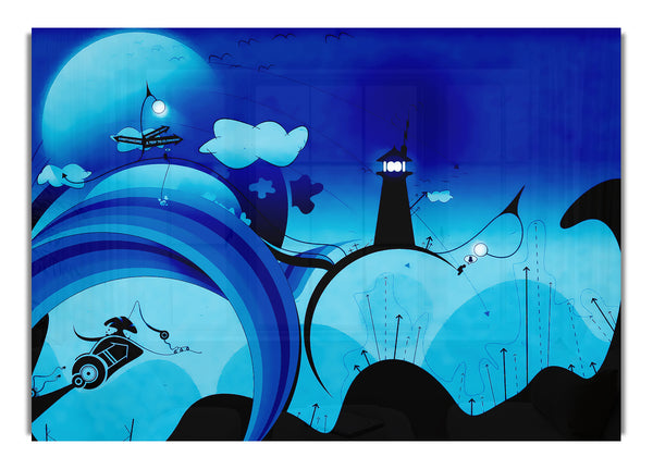 Magischer blauer Leuchtturm