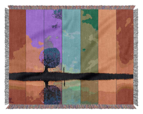 Rainbow Stripes Tree Woven Blanket