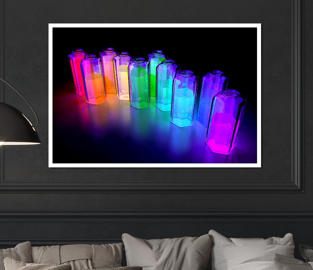 Vibrant Rainbow Tubes Print Poster Wall Art