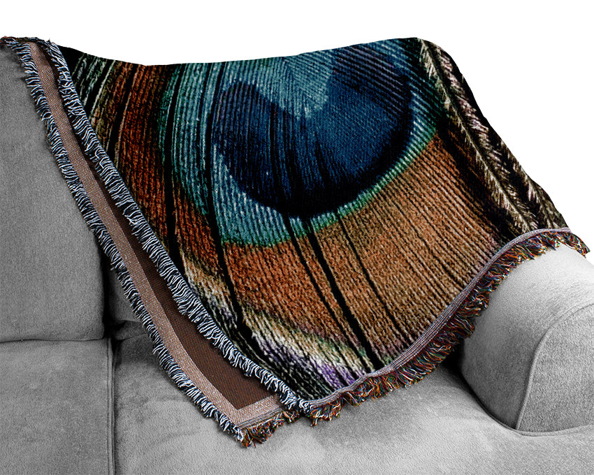 Peacock Feather Duo Woven Blanket