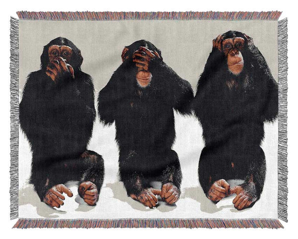 Three Wise Monkeys Woven Blanket