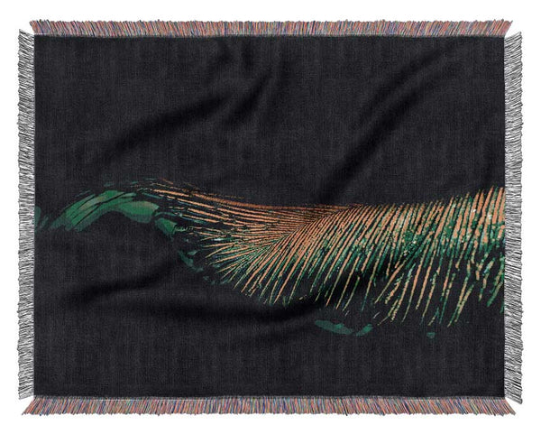 Vibrant Green Feather Woven Blanket