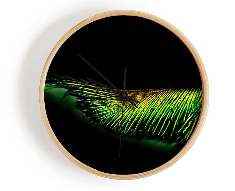 Vibrant Green Feather Clock - Wallart-Direct UK
