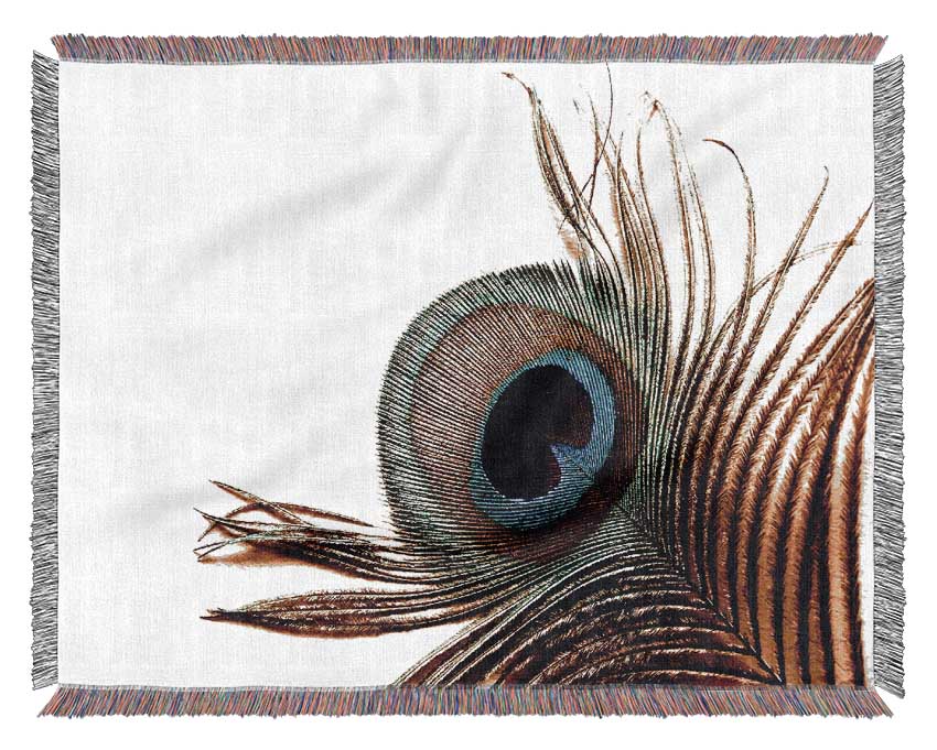 Peacock Feather Close-Up Woven Blanket