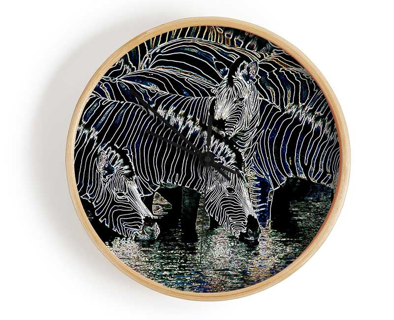Zebra At The Watering Hole Clock - Wallart-Direct UK
