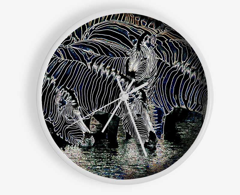 Zebra At The Watering Hole Clock - Wallart-Direct UK