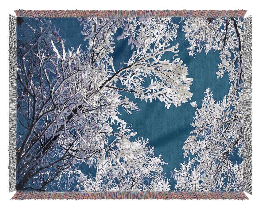 Winter Ice Tree In Sunlight Woven Blanket