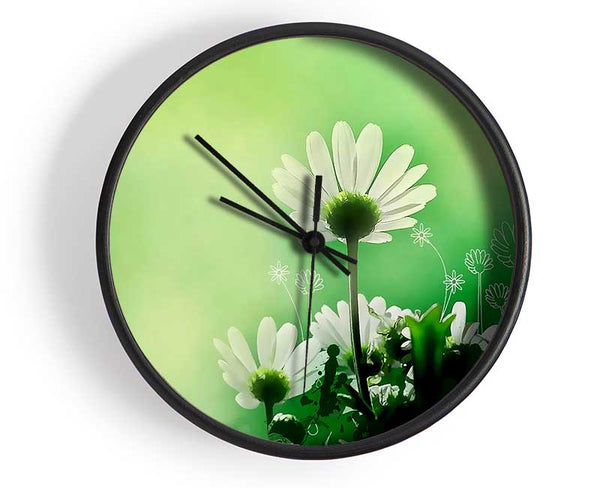 Green Daisy Garden Clock - Wallart-Direct UK
