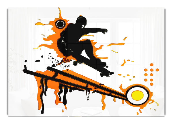Skateboarder Schienen Orange