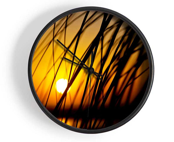 Golden Sun Through The Reeds Clock - Wallart-Direct UK