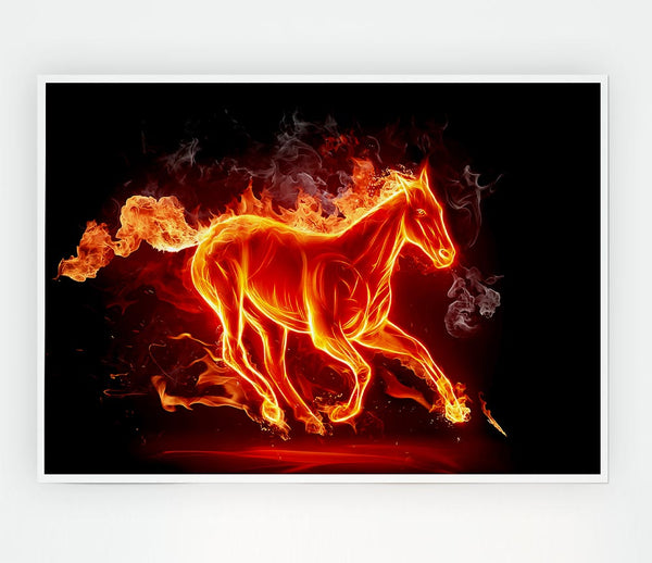 Horse Of Flames Print Poster Wall Art