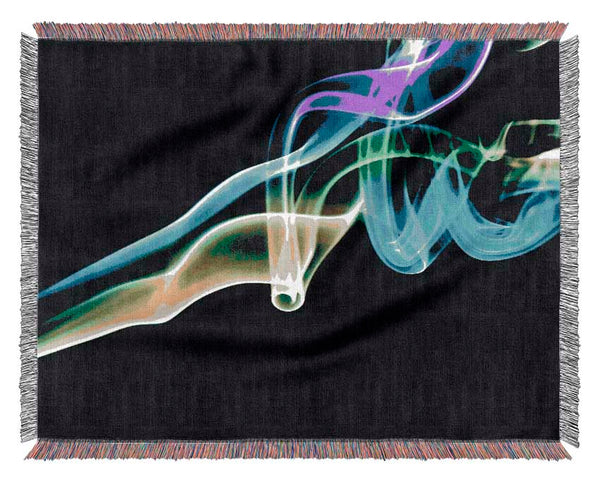 Vibrant Smoke Trail On Black Woven Blanket